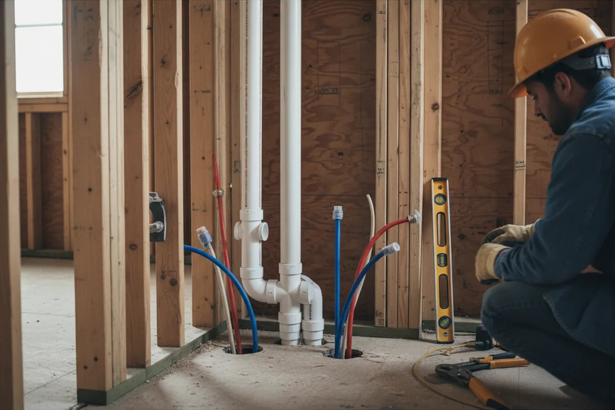 Drain and supply rough-in during Garbage Disposal Repair in Vancourt